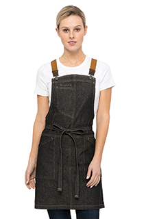 Berkeley Women's Petite Bib Apron: Black Denim - side view