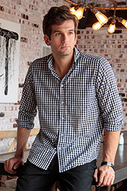 Mens Black Gingham Dress Shirt