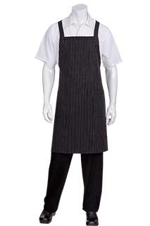 Cross-Back Bib Apron: Pinstripe - side view