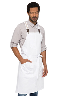 Berkeley Bib Apron: White - side view