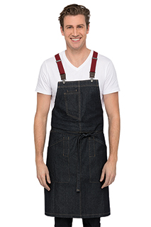 Berkeley Bib Apron: Indigo Denim - side view