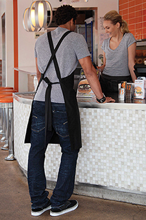 Cross-Back Bib Apron: Black - side view