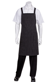 Cross-Back Bib Apron: Pinstripe