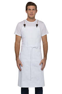 Berkeley Chefs Bib Apron: White - side view